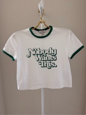 Favorite Daughter White Tee with Green Trim - from the TV show Nobody Wants This